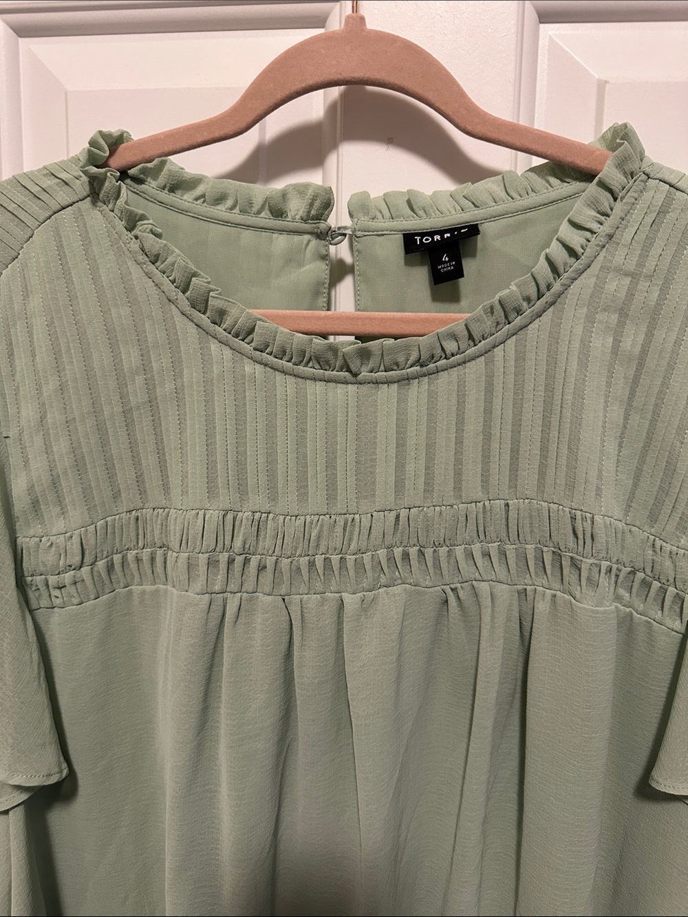 torrid Sage Green Ruffle Yoke Blouse - Picture 4 of 5